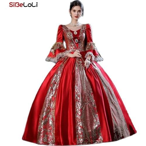 New Arrival Wine Red And Gold Marie Antoinette Dress Southern Belle Ball Gown Theater Costume