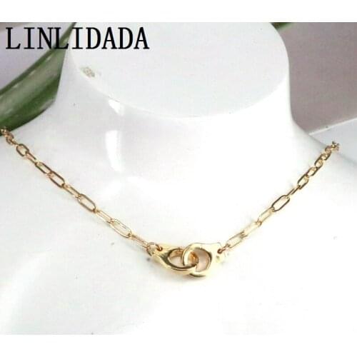 6Pcs Trendy Metal Punk Handcuffs Choker Necklace Women Gold Color Necklaces Pendants Jewelry