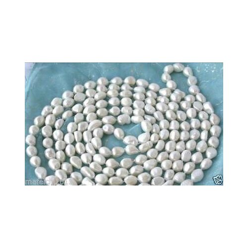 NEW long 50" 8-9mm baroque white freshwater pearl necklace