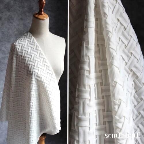 Pleated Fabric Chiffon Folds Geometry Transform Black White DIY Patchwork Patches Shirt Skirt Dress Designer Fabric 80*62cm