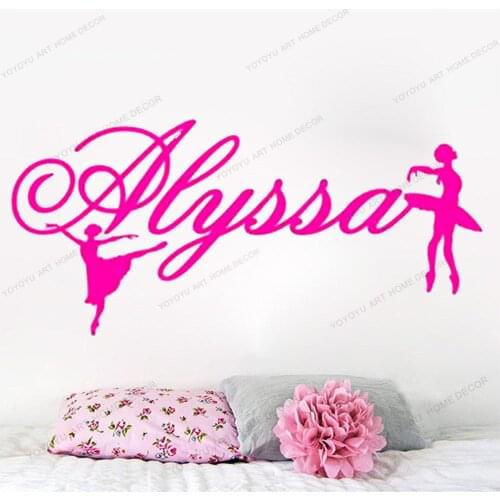 Custom Ballerina Name Decal, Personalized Dancers Name Wall Decor, Removable Custom Name Dancer Wall Art Stickers yw-570