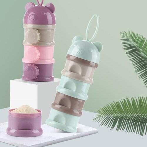 3/4 layers Bear Style Portable Baby Food Storage Box Essential Cereal Infant Milk Powder Box Toddle Snacks Container