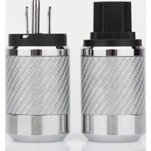 Preffair WCF2-R Hi-End Carbon Fiber Rhodium Plated US Power Cable Plug IEC Connector Female male HIFI DIY Mains Power Cable