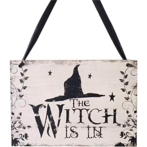 Crafts Halloween Witch Hat Wooden Ghost Festival Carnival Night Decorative Hanging Plate