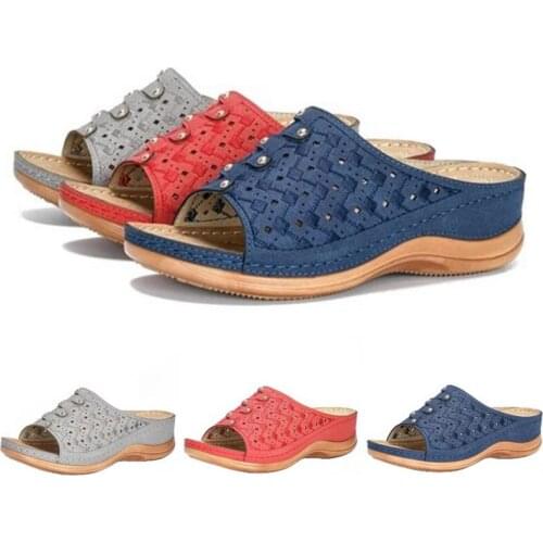 Summer Women Slippers Rome Retro Casual Shoes Thick Bottom Wedge Open Toe Women Sandals Beach Slip On Slides Female