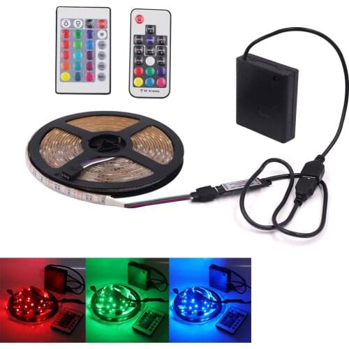 USB LED Strip Light RGB 5050 5V Battery Power TV Backlight Remote Control Waterproof LED Tape Light for HDTV Screen PC LCD Decor
