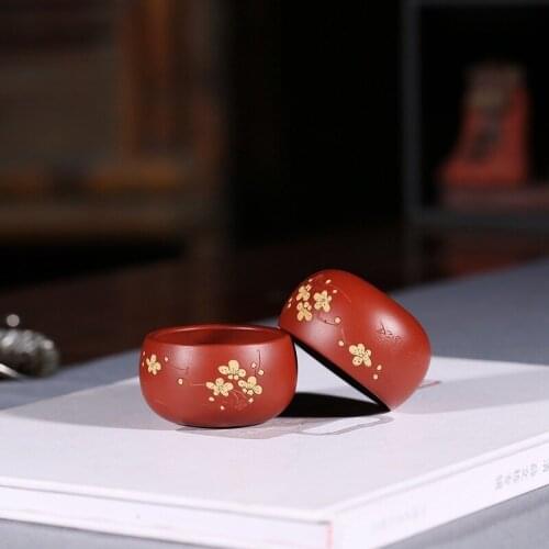 Yixing dahongpao tea bowls purple sand sample tea cup hand-painted coagulation sweet plum blossom a cup masters cup