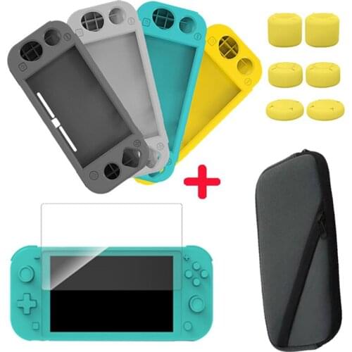 Nintend Switch Lite Mini Console Accessories Protective Pack Carring Storage Bag Case Silicone Hand Grip Cover Shell Glass Film