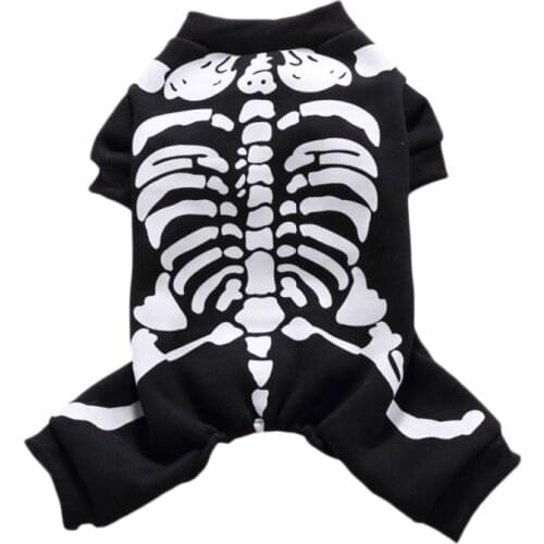Halloween Pet Dog Cat Clothes Skull Skeleton Bones Costume Outfit For Dogs Cats Warm Jumpsuit Chihuahua French Bulldog Clothing