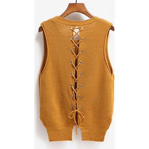 Round Neck Sweater Vest Women College Style Loose Plus Size Casual Knitted Jumper Gilet Pullover Sueters Female Korean Fashion