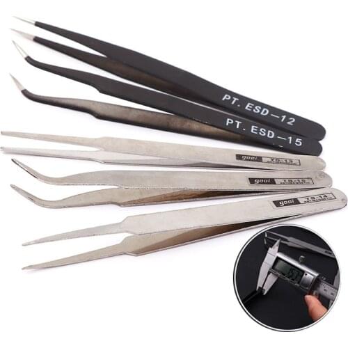 New Anti-Static Curved Stainless Steel Curved Straight Tweezers