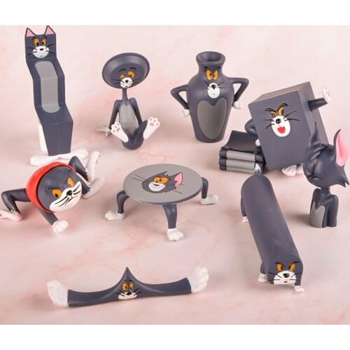 10pcs Genuine Funny Cartoon Animal Silly Cat Rat Mouse Figures Collection Blind Box Desktop Car Decoration Christams Gift