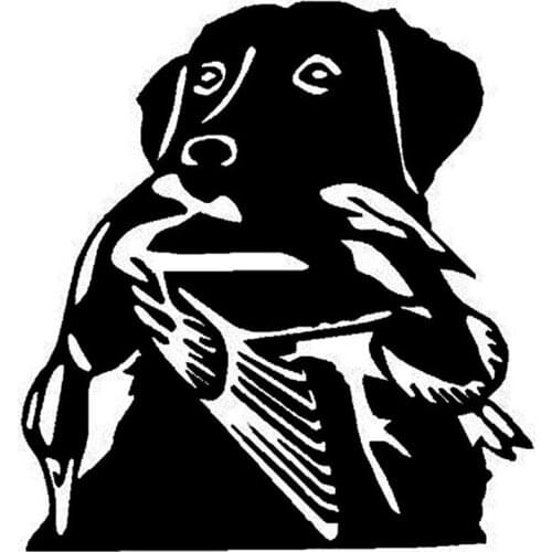 13.6*14.6CM Duck Hunt Labrador Dog Car Stickers Creative Vinyl Decal Car Styling Truck Accessories Black/Silver S1-0972
