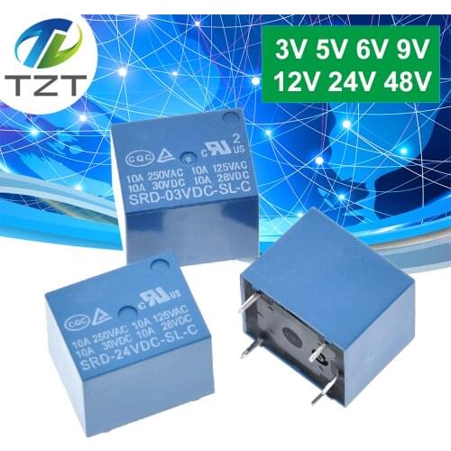 50PCS/lot 5V DC SONGLE Power Relay T73-5V SRD-12VDC-SL-C SRD-05VDC-SL-C SRD-24VDC-SL-C PCB Type In stock