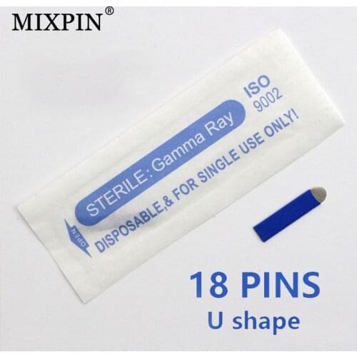 50 PCS 18 Pin U Shape Tattoo Needles Permanent Makeup Eyebrow Embroidery Blade For 3D Microblading Manual Tattoo Pen