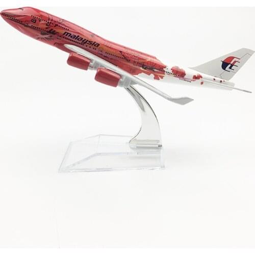 Free shipping Malaysia Airlines aeroplane model big Red flower Boeing 747 airplane 16CM Metal alloy diecast 1:400 airplane model
