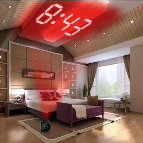 Alarm Clock Projector Lamp LED Night Light Children Baby Room Night Light Voice Temperature Digital Time Projection Bedside Lam