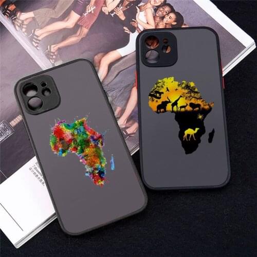 Africa map graphics Phone Case matte transparent For iphone 7 8 11 12 plus mini x xs xr pro max cover
