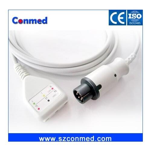 Compatibe New Mindray MEC1000 MEC2000 PM7000 PM8000 PM9000 6 pins ecg trunk cable 5/3 lead with CE approved Patient ECG CABLE