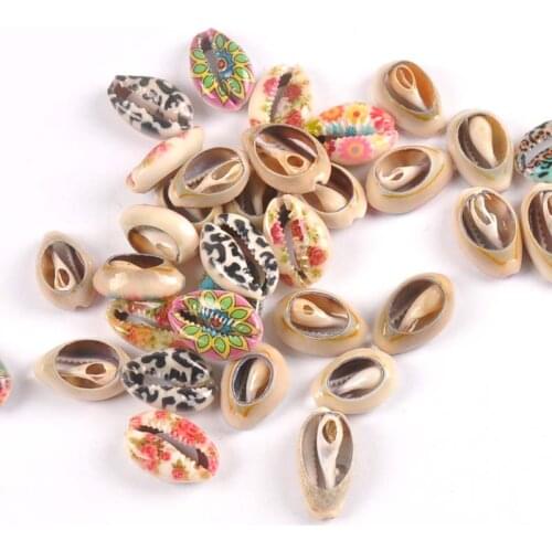 10Pcs Flower Painting Gray Conch Seashell For Making Jewelry Bracelet DIY Scrapbook Crafts Natural Shells Home Decoration TR0346