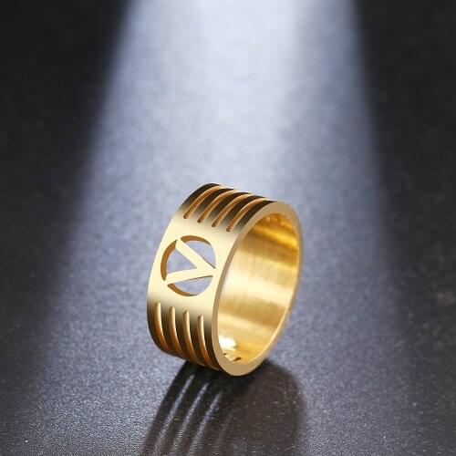 DOTIFI For Women Fashion Rings V Shape Stainless Steel Ring Mens Lover Gold Silver Color Ring Jewellery R337