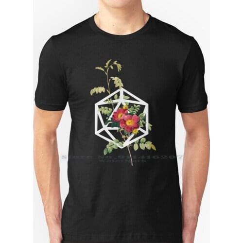 Dnd Floral D20 T Shirt 100% Pure Cotton And Dnd D D Rpg Dice D20 Critical Role Dnd Dm Master Fantasy Rpg Ttrpg Dragon Gaming