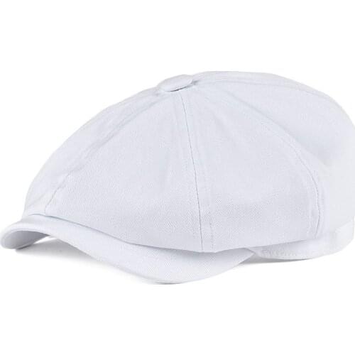 BOTVELA Newsboy Cap Mens White Twill Cotton Hat Womens Baker Boy Caps Retro Big Headpiece Large Hats Cabbie Apple Beret 003
