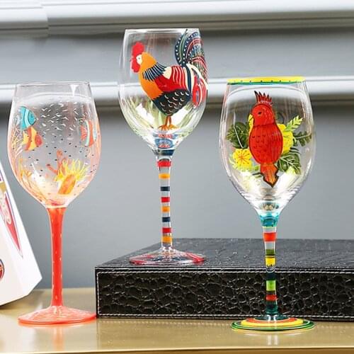 Creative Hand painted Wine Glass cup Champagne cup flute Glass Crystal cups Bar Hotel party Drinking ware wedding home decor