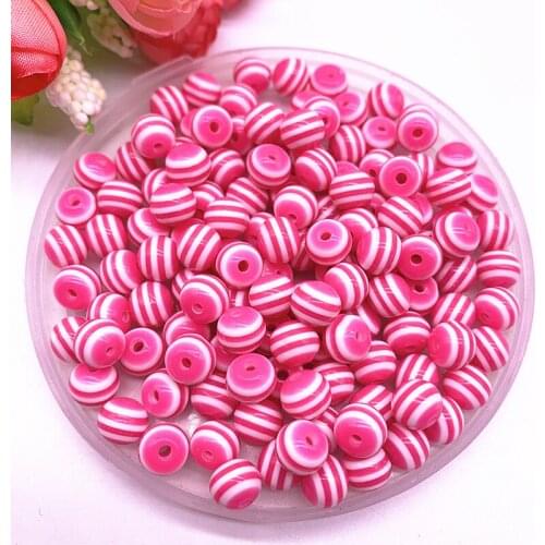 6/8/10/12mm Round Resin Beads Stripe Spacer Beads for Jewelry Making Children Handcraft Department DIY Bracelet Accessories #04