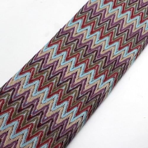 Zig Zag Knitting Lace Fabrics Purple 1 Meter For Dress Wave Striped Crochet Mesh Fabrics Diy Garment 150CM Wide