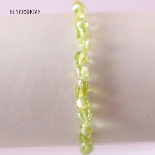 Hot Wrist Jewerlry For Women Natural Stone Beads Irregular Green Peridot Olivine Bracelet 7.5" 1Pcs H1318