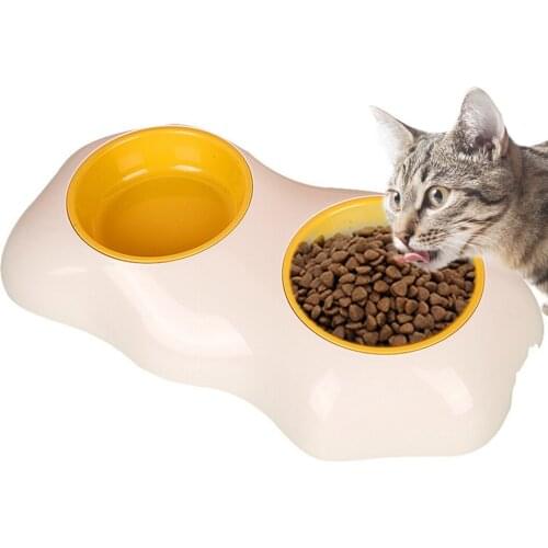 Cat Food Bowl Double Detachable Plastic Pet Double Bowls Easy To Clean Bowl Pet Food Water Feeder Dog Cat Bowl Feeding Supplies
