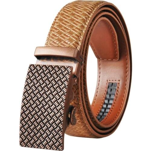 Brand Brown Leather Belt for Men Luxury Brand Fashion Automatic Buckle Ratchet Belts Comfort Click Leather Belt Male