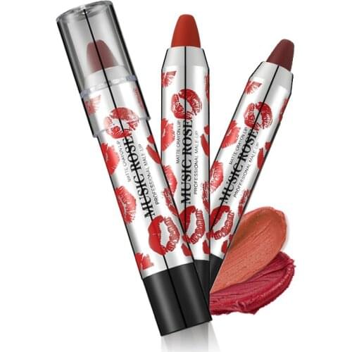 Music Rose lipstick dark colors Nutritious waterproof long lasting Lips makeup cosmetic for women 24 color