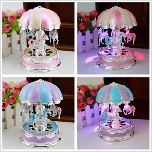 For Girls Music Box Merry Go Round LED 6 7 8 9 10 11 Year Old Kid Birthday Toys Gifts