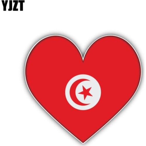 YJZT 10.8CM*10CM Personality Tunisia Heart Flag Decal Car Sticker Motorcycle Accessories 6-1450
