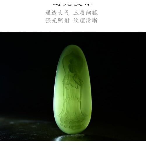 Natural authentic hetian green jade pendant jasper guanyin two-side handcarved jadeite jade necklace pendants real jade jewelry
