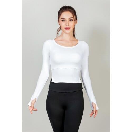 New Sports Fitness Clothes for Female Yoga with Chest Pad Long Sleeve T-shirt Pilates Training Top High-grade Fabric Elastic