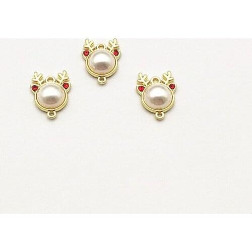New arrival! 15x12mm 100pcs Imitation pearl deer head Connector for Earrings DIY parts,Jewelry Accessories Findings & Components