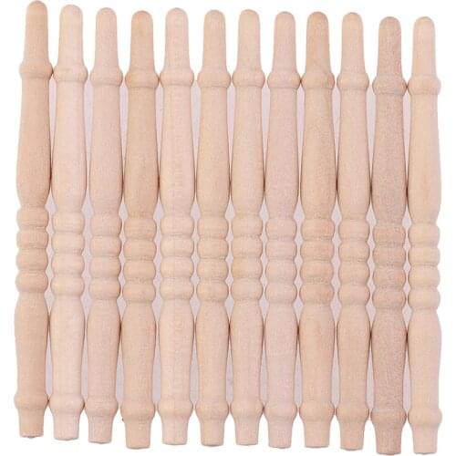 New DIY Spindles Balusters Wooden Dollhouse Miniature 1/12 Scale Stair Railing Furniture Toys