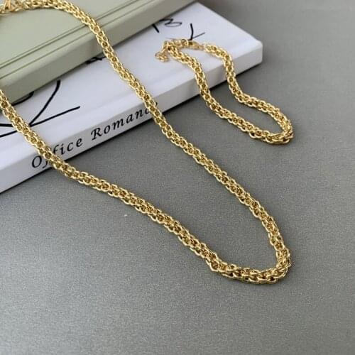 New Design Double Tassel Necklace Bracelet Set for Women 18K Gold Plated Fashion Stainless Steel Jewelry
