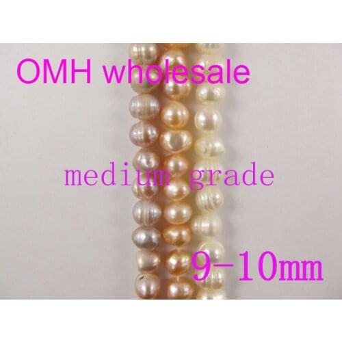 OMH wholesale 43pcs 9-10mm DIY jewelry accessories space beads Round AA+ Real Freshwater pearls for bracelet necklace PJ330