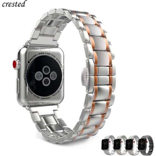 Stainless Steel strap For Apple watch band 44 mm 42mm Butterfly Metal Link bracelet band iWatch series 5 4 3 2 38 40 42 44mm