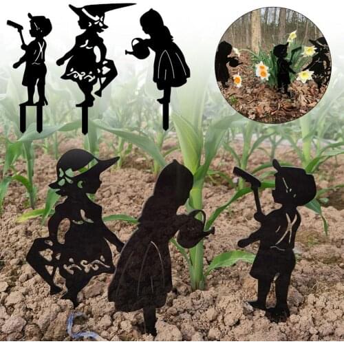 Garden Decoration Boy Girl Silhouette Garden Stake Yard Art Decor Lawn Decoration Garden Backyard Lawn Stakes