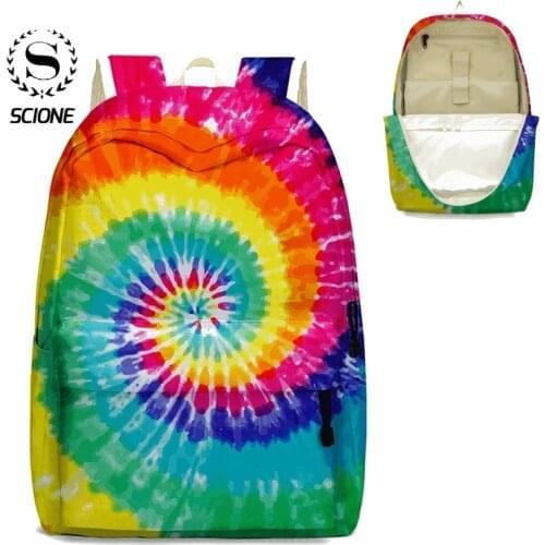 School Backpacks for Teenagers Tie-dye Round Rainbow Schoolbag Travel Waterproof Shoulder Handbags for Girls K112
