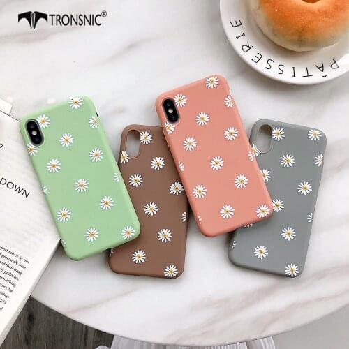 Daisy Flowers Phone Case for iPhone 11 Pro Max XR XS Max Cute Floral Matte Silicone Case for iPhone 5s SE 6S 7 8 Plus Soft Cover
