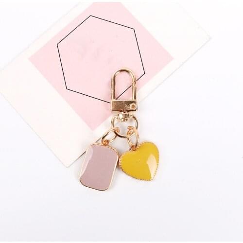 Cute Dripping Oil Round Heart Keychain Earphone Cover Protective Fashion Keyring Women Bag Car Holder Jewelry Gift Small Trinket