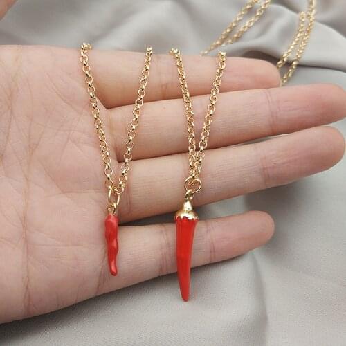 Alloy Cute Chili Pendant Necklace for Women FashionTrendy Gold Color Chains Choker Necklaces Collares Party Jewelry Gifts E087