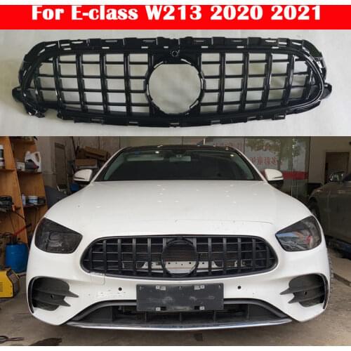 Car styling Middle grille for Mercedes-Benz E-class W213 2020 2021 AMG GT ABS plastic Silver Black front bumper Center Grille