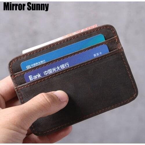 Ultra-thin Simple Card Holder First Layer Cowhide Genuine Leather Small Coin Purse Original Retro Handmade Drivers License Bag